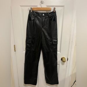 Black Straight Leg Leather Pants